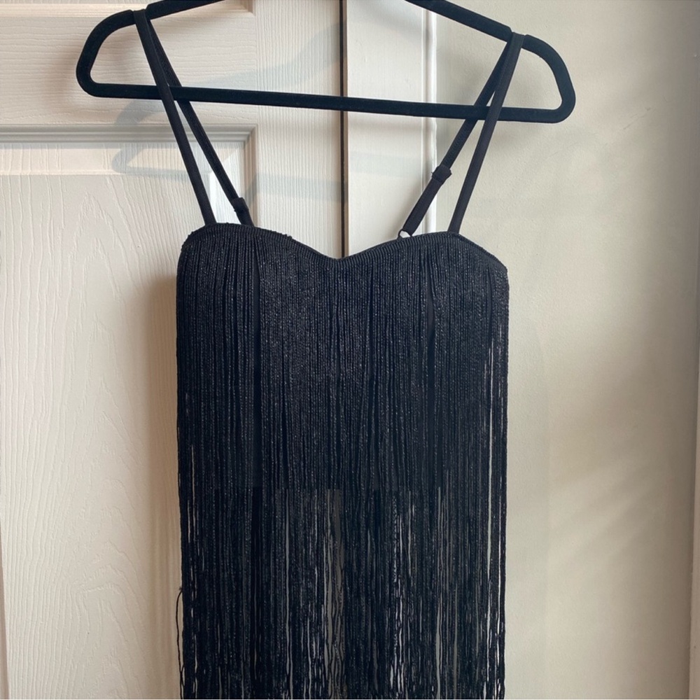 Forever 21 Elegant Black Fringe Top Sz S